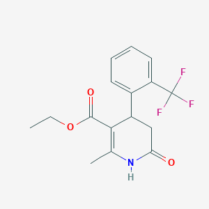 molecular formula C16H16F3NO3 B2959706 Ethyl 2-methyl-6-oxo-4-[2-(trifluoromethyl)phenyl]-1,4,5,6-tetrahydro-3-pyridinecarboxylate CAS No. 478261-52-8