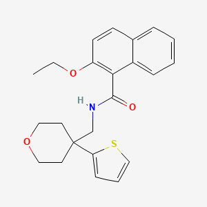 molecular formula C23H25NO3S B2959740 2-乙氧基-N-((4-(噻吩-2-基)四氢-2H-吡喃-4-基)甲基)-1-萘甲酰胺 CAS No. 1203373-03-8