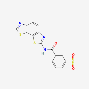 molecular formula C17H13N3O3S3 B2959775 N-(7-methylbenzo[1,2-d:4,3-d']bis(thiazole)-2-yl)-3-(methylsulfonyl)benzamide CAS No. 896283-86-6