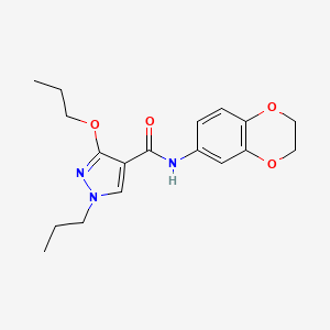 molecular formula C18H23N3O4 B2959795 N-(2,3-dihydrobenzo[b][1,4]dioxin-6-yl)-3-propoxy-1-propyl-1H-pyrazole-4-carboxamide CAS No. 1013765-88-2