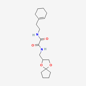 molecular formula C18H28N2O4 B2959801 N1-(1,4-二氧杂螺[4.4]壬烷-2-基甲基)-N2-(2-(环己-1-烯-1-基)乙基)草酰胺 CAS No. 899982-29-7