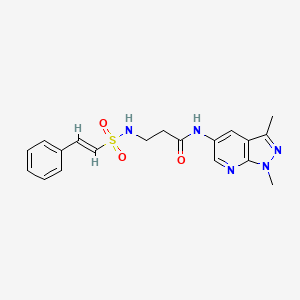 molecular formula C19H21N5O3S B2959834 N-(1,3-二甲基吡唑并[3,4-b]吡啶-5-基)-3-[[(E)-2-苯乙烯基]磺酰氨基]丙酰胺 CAS No. 1090920-89-0