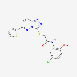 molecular formula C18H14ClN5O2S2 B2959847 N-(5-氯-2-甲氧基苯基)-2-{[6-(2-噻吩基)[1,2,4]三唑并[4,3-b]哒嗪-3-基]硫代}乙酰胺 CAS No. 894049-23-1