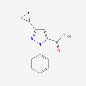 molecular formula C13H12N2O2 B2959861 3-cyclopropyl-1-phenyl-1H-pyrazole-5-carboxylic acid CAS No. 890593-19-8
