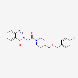 molecular formula C23H24ClN3O3 B2959874 3-(2-(4-(((4-chlorobenzyl)oxy)methyl)piperidin-1-yl)-2-oxoethyl)quinazolin-4(3H)-one CAS No. 1396872-30-2