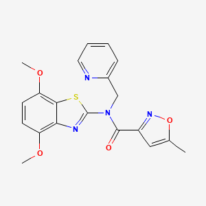 molecular formula C20H18N4O4S B2959876 N-(4,7-dimethoxybenzo[d]thiazol-2-yl)-5-methyl-N-(pyridin-2-ylmethyl)isoxazole-3-carboxamide CAS No. 946357-24-0
