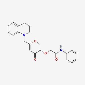 molecular formula C23H22N2O4 B2959879 2-[6-(3,4-dihydro-2H-quinolin-1-ylmethyl)-4-oxopyran-3-yl]oxy-N-phenylacetamide CAS No. 898455-72-6
