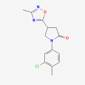 molecular formula C14H14ClN3O2 B2959905 1-(3-Chloro-4-methylphenyl)-4-(3-methyl-1,2,4-oxadiazol-5-yl)pyrrolidin-2-one CAS No. 1172000-35-9