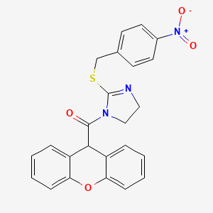 molecular formula C24H19N3O4S B2959924 [2-[(4-nitrophenyl)methylsulfanyl]-4,5-dihydroimidazol-1-yl]-(9H-xanthen-9-yl)methanone CAS No. 851802-63-6