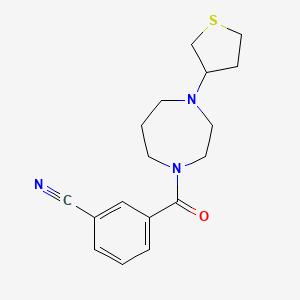molecular formula C17H21N3OS B2959938 3-(4-(Tetrahydrothiophen-3-yl)-1,4-diazepane-1-carbonyl)benzonitrile CAS No. 2320855-32-9