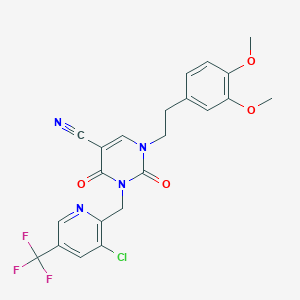 3-{[3-Chloro-5-(trifluoromethyl)-2-pyridinyl]methyl}-1-(3,4-dimethoxyphenethyl)-2,4-dioxo-1,2,3,4-tetrahydro-5-pyrimidinecarbonitrile
