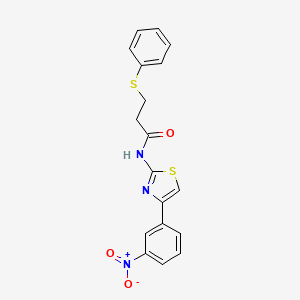 molecular formula C18H15N3O3S2 B2959947 N-(4-(3-nitrophenyl)thiazol-2-yl)-3-(phenylthio)propanamide CAS No. 476323-27-0