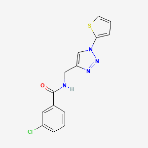 3-chloro-N-((1-(thiophen-2-yl)-1H-1,2,3-triazol-4-yl)methyl)benzamide