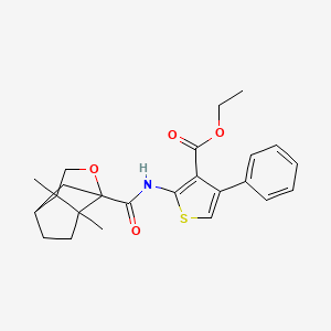 molecular formula C24H27NO4S B2959960 ethyl 2-(3a,6a-dimethylhexahydro-1H-1,4-methanocyclopenta[c]furan-1-carboxamido)-4-phenylthiophene-3-carboxylate CAS No. 473707-89-0