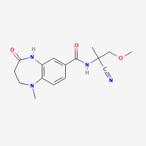 molecular formula C16H20N4O3 B2959966 N-(2-Cyano-1-methoxypropan-2-yl)-1-methyl-4-oxo-3,5-dihydro-2H-1,5-benzodiazepine-7-carboxamide CAS No. 2192962-51-7