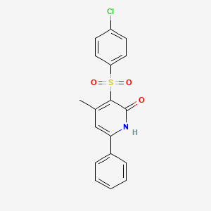 molecular formula C18H14ClNO3S B2959973 3-[(4-chlorophenyl)sulfonyl]-4-methyl-6-phenyl-2(1H)-pyridinone CAS No. 321431-16-7