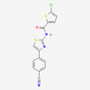 molecular formula C15H8ClN3OS2 B2959975 5-氯-N-(4-(4-氰基苯基)噻唑-2-基)噻吩-2-甲酰胺 CAS No. 476208-97-6