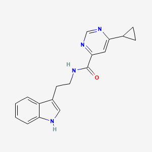 molecular formula C18H18N4O B2959976 6-Cyclopropyl-N-[2-(1H-indol-3-yl)ethyl]pyrimidine-4-carboxamide CAS No. 2415628-67-8