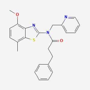 N-(4-methoxy-7-methylbenzo[d]thiazol-2-yl)-3-phenyl-N-(pyridin-2-ylmethyl)propanamide