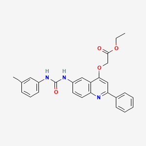 Ethyl 2-((2-phenyl-6-(3-(m-tolyl)ureido)quinolin-4-yl)oxy)acetate
