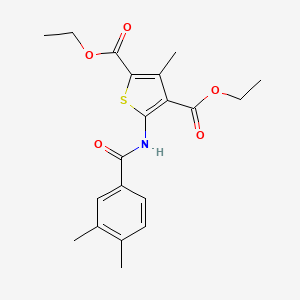 molecular formula C20H23NO5S B2960000 Diethyl 5-(3,4-dimethylbenzamido)-3-methylthiophene-2,4-dicarboxylate CAS No. 352682-20-3