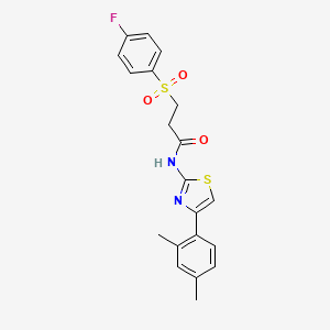 N-(4-(2,4-dimethylphenyl)thiazol-2-yl)-3-((4-fluorophenyl)sulfonyl)propanamide