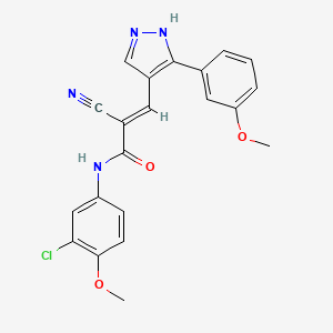 molecular formula C21H17ClN4O3 B2960009 (E)-N-(3-Chloro-4-methoxyphenyl)-2-cyano-3-[5-(3-methoxyphenyl)-1H-pyrazol-4-yl]prop-2-enamide CAS No. 1198063-92-1