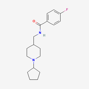 molecular formula C18H25FN2O B2960010 N-((1-环戊基哌啶-4-基)甲基)-4-氟苯甲酰胺 CAS No. 954078-74-1