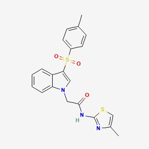 molecular formula C21H19N3O3S2 B2960014 N-(4-甲基噻唑-2-基)-2-(3-甲苯磺酰基-1H-吲哚-1-基)乙酰胺 CAS No. 946358-89-0