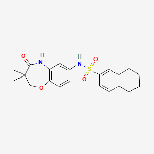 molecular formula C21H24N2O4S B2960021 N-(3,3-dimethyl-4-oxo-2,3,4,5-tetrahydrobenzo[b][1,4]oxazepin-7-yl)-5,6,7,8-tetrahydronaphthalene-2-sulfonamide CAS No. 922133-49-1
