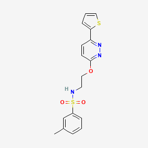 molecular formula C17H17N3O3S2 B2960023 3-甲基-N-(2-((6-(噻吩-2-基)吡啶并[3,2-d]嘧啶-3-基)氧基)乙基)苯磺酰胺 CAS No. 920244-01-5