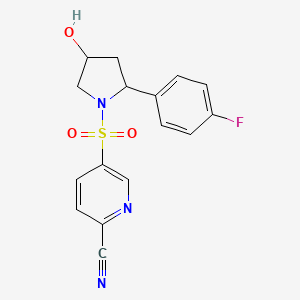 5-[2-(4-Fluorophenyl)-4-hydroxypyrrolidin-1-yl]sulfonylpyridine-2-carbonitrile