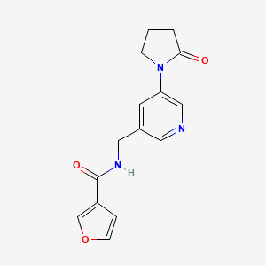 molecular formula C15H15N3O3 B2960038 N-((5-(2-氧代吡咯烷-1-基)吡啶-3-基)甲基)呋喃-3-甲酰胺 CAS No. 2034299-39-1