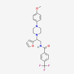 molecular formula C25H26F3N3O3 B2960041 N-[2-(furan-2-yl)-2-[4-(4-methoxyphenyl)piperazin-1-yl]ethyl]-4-(trifluoromethyl)benzamide CAS No. 887221-90-1