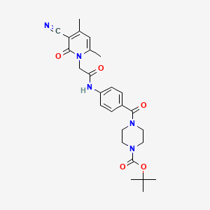 molecular formula C26H31N5O5 B2960043 叔丁基 4-(4-{[(3-氰基-4,6-二甲基-2-氧代吡啶-1(2H)-基)乙酰]氨基}苯甲酰)哌嗪-1-甲酸酯 CAS No. 1031953-88-4