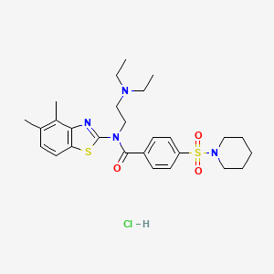 molecular formula C27H37ClN4O3S2 B2960046 N-(2-(diethylamino)ethyl)-N-(4,5-dimethylbenzo[d]thiazol-2-yl)-4-(piperidin-1-ylsulfonyl)benzamide hydrochloride CAS No. 1215750-10-9