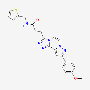 molecular formula C22H20N6O2S B2960055 3-(9-(4-甲氧基苯基)吡唑并[1,5-a][1,2,4]三唑并[3,4-c]吡嗪-3-基)-N-(噻吩-2-基甲基)丙酰胺 CAS No. 1207013-25-9