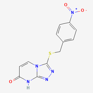 molecular formula C12H9N5O3S B2960058 3-((4-nitrobenzyl)thio)-[1,2,4]triazolo[4,3-a]pyrimidin-7(8H)-one CAS No. 877638-45-4