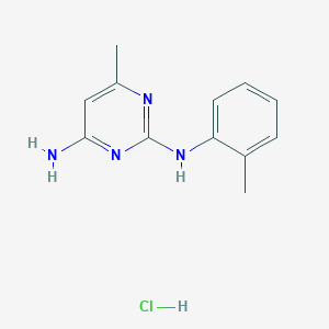 molecular formula C12H15ClN4 B2960063 6-methyl-N2-(o-tolyl)pyrimidine-2,4-diamine hydrochloride CAS No. 1396758-76-1