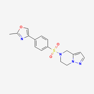 molecular formula C16H16N4O3S B2960067 4-(4-((6,7-dihydropyrazolo[1,5-a]pyrazin-5(4H)-yl)sulfonyl)phenyl)-2-methyloxazole CAS No. 2034265-77-3