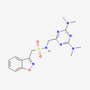 molecular formula C16H21N7O3S B2960069 1-(苯并[d]异恶唑-3-基)-N-((4,6-双(二甲氨基)-1,3,5-三嗪-2-基)甲基)甲磺酰胺 CAS No. 2034406-30-7