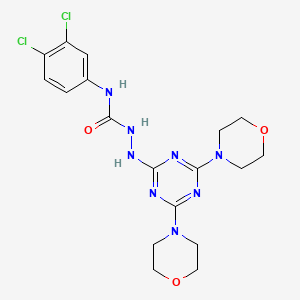 molecular formula C18H22Cl2N8O3 B2960071 N-(3,4-dichlorophenyl)-2-(4,6-dimorpholino-1,3,5-triazin-2-yl)hydrazinecarboxamide CAS No. 292168-01-5