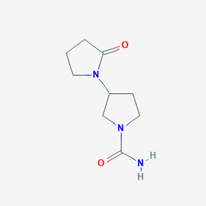 molecular formula C9H15N3O2 B2960080 3-(2-氧代吡咯烷-1-基)吡咯烷-1-甲酰胺 CAS No. 2408962-79-6