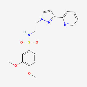 molecular formula C18H20N4O4S B2960083 3,4-dimethoxy-N-(2-(3-(pyridin-2-yl)-1H-pyrazol-1-yl)ethyl)benzenesulfonamide CAS No. 1448051-28-2