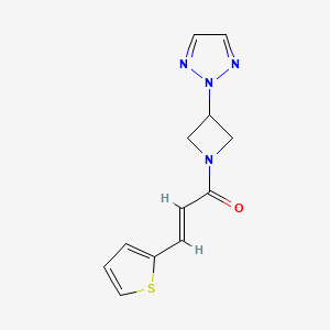 molecular formula C12H12N4OS B2960087 (E)-1-(3-(2H-1,2,3-triazol-2-yl)azetidin-1-yl)-3-(thiophen-2-yl)prop-2-en-1-one CAS No. 2321336-30-3