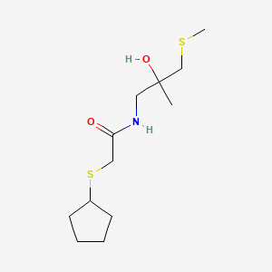 molecular formula C12H23NO2S2 B2960107 2-(cyclopentylthio)-N-(2-hydroxy-2-methyl-3-(methylthio)propyl)acetamide CAS No. 1448131-66-5