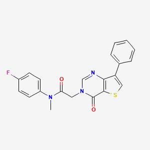 molecular formula C21H16FN3O2S B2960110 N-(4-氟苯基)-N-甲基-2-(4-氧代-7-苯基噻吩并[3,2-d]嘧啶-3(4H)-基)乙酰胺 CAS No. 1105235-14-0