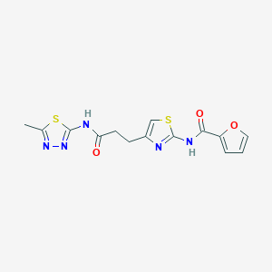 molecular formula C14H13N5O3S2 B2960111 N-(4-(3-((5-methyl-1,3,4-thiadiazol-2-yl)amino)-3-oxopropyl)thiazol-2-yl)furan-2-carboxamide CAS No. 1021266-44-3
