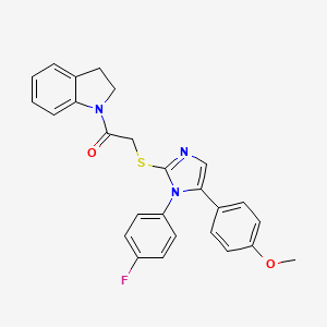 molecular formula C26H22FN3O2S B2960112 2-((1-(4-fluorophenyl)-5-(4-methoxyphenyl)-1H-imidazol-2-yl)thio)-1-(indolin-1-yl)ethanone CAS No. 1207033-99-5