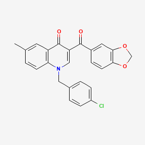 molecular formula C25H18ClNO4 B2960114 3-(2H-1,3-benzodioxole-5-carbonyl)-1-[(4-chlorophenyl)methyl]-6-methyl-1,4-dihydroquinolin-4-one CAS No. 902623-65-8